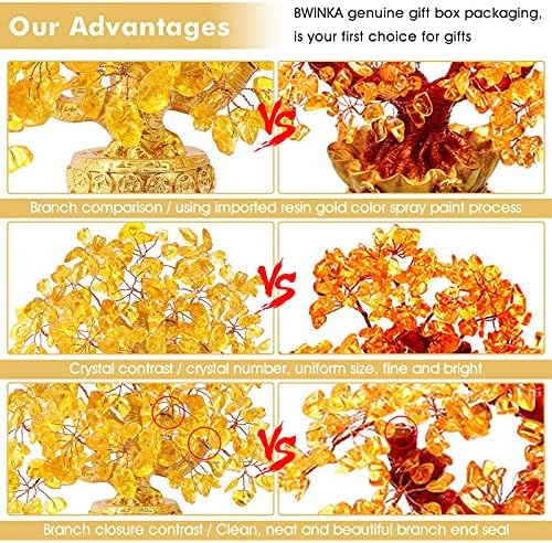 Feng Shui Citrine Multicolor Crytal Money Tree Bonsai with Chinese Decoration for Luck and Wealth - Image 3