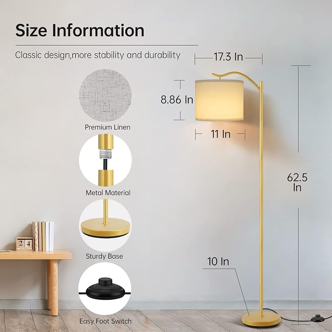 BoostArea Floor Lamp for Living Room, LED Arched Standing Lamp, Tall Modern - Image 5