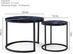 Homy Casa 23.6inch Round Coffee Table Set of 2, Modern Nesting Coffee Tables - Image 2