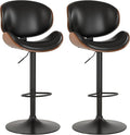 KCC Bar Stools Set of 2, Swivel Adjustable Height Barstools, PU Leather by KCC