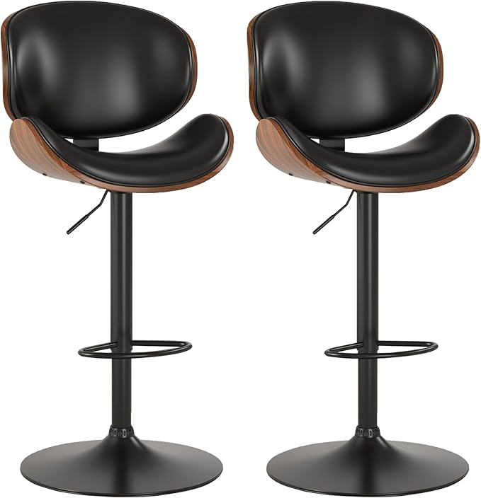 KCC Bar Stools Set of 2, Swivel Adjustable Height Barstools, PU Leather by KCC