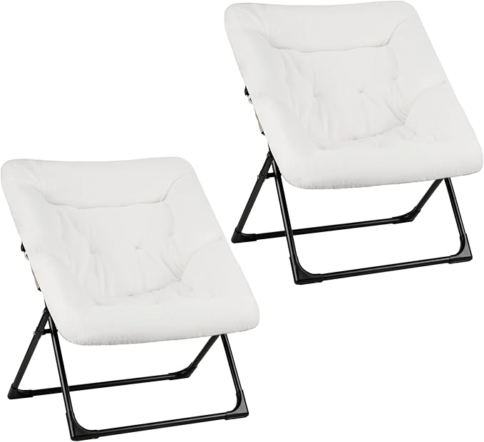 Comfy Saucer Chair for Adults, Soft Faux Fur Bedroom Chair, Accent Dorm Chairs by MordchilHF