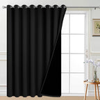 Yakamok Black 100% Blackout Patio Door Curtain Panels W100 x L84, 1 Panel | by Yakamok