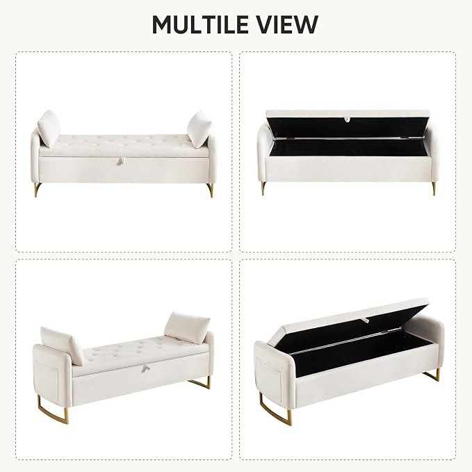 48" End of Bed Bench, Modern Storage Benches - Image 8