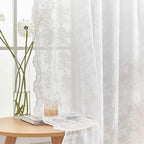 YJ YANJUN Vintage Lace Curtains White Sheer Curtains 96 inches Long 2 Panels - Image 3