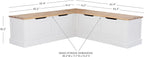 Linon Harris Natural and White Two Tone Backless Corner Breakfast Nook - Image 5