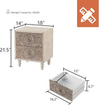 HOMPUS 2-Drawer Farmhouse Nightstand, Fully Assembled Boho Night Stand - Image 2