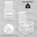 Outvita Outdoor Rocking Chair, Solid Wood High Back Rocker, All Weather Lounge - Image 3