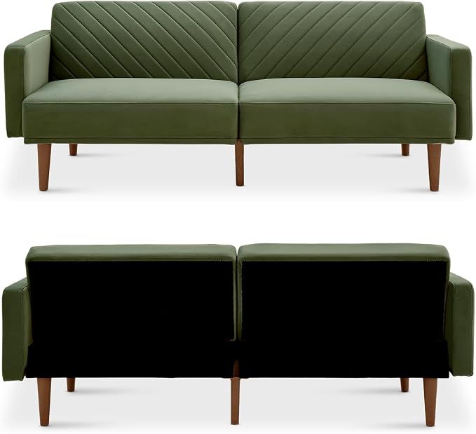 mopio 76.4" Futon Sofa Bed, Sleeper Sofa, Mid Century Modern Futon Couch - Image 9