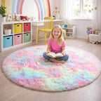 Amdrebio Rainbow Unicorn Pastel Circle Round Rug 4Ft - Image 5