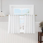 Short Curtains for Kitchen Windows Over Sink White Linen Blend Semi Sheer by Nanspring