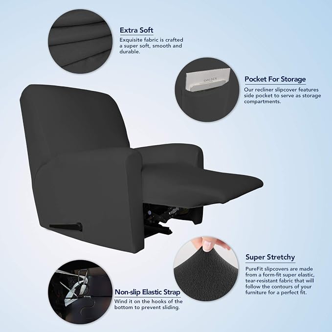 PureFit Stretc Recliner Chair Covers Fleece Soft Couch Covers - Image 3