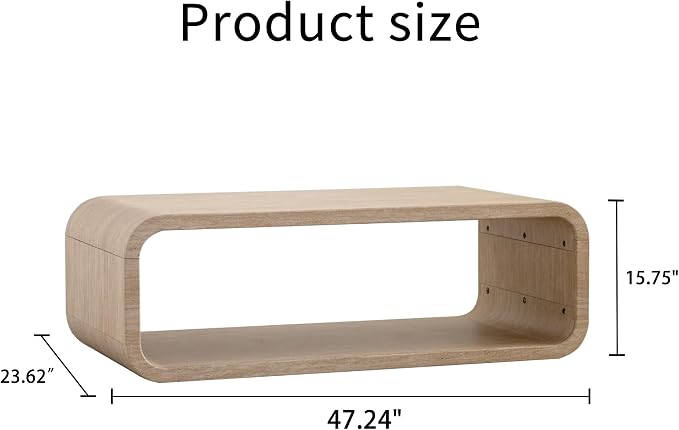 Modern Wood Coffee Table, Rectangular Minimalist Center Table - Image 2