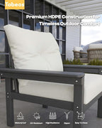 HDPE 4 Piece Patio Furniture Set, All-Weather Outdoor Couch - Image 6