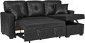 L Shaped Sectional Couch with Storage and Pull Out Bed, 3 Seater Sleeper Sofas by LITVZ