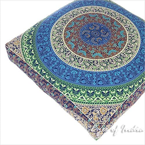 Mandala Floor Pillow Cover Meditation Cushion Seating Throw Hippie Round by EyesofIndia