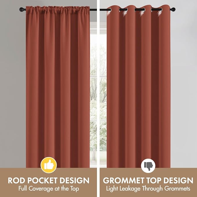MIULEE Terracotta Blackout Curtains 4 Panels Set 72 Inch Length Bedroom | - Image 7