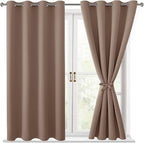Blackout Curtains for Bedroom, Cappuccino, 52 x 45 Inch, 2 Panels | Thermal by Hiasan