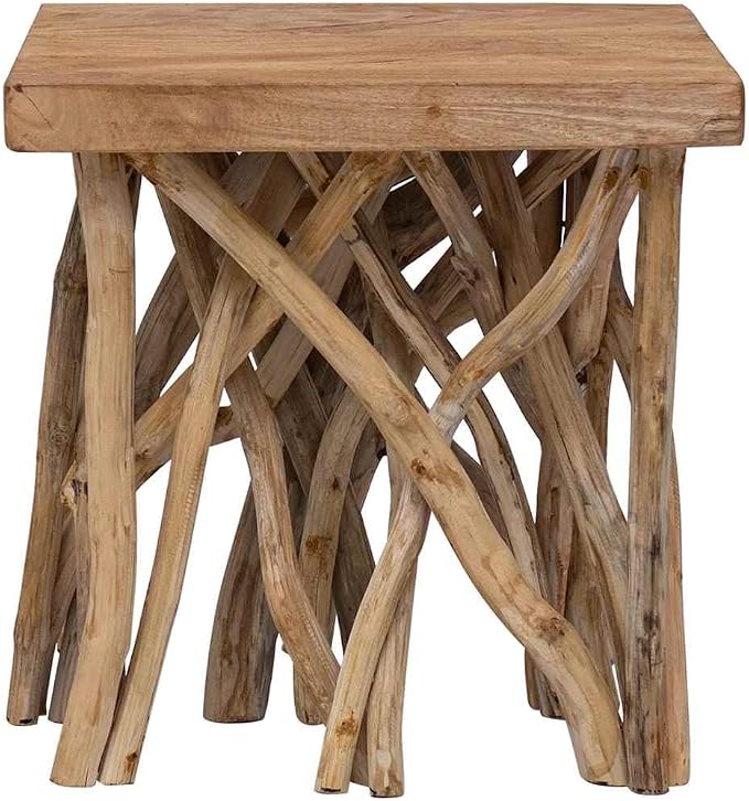 Brown Mixed Recycled Wood Coffee Table, Rustic Solid Wood Small Durable - Image 3