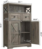 Farmhouse Storage Cabinet with Barn Doors and Open Shelf, Kitchen Pantry with - Image 2