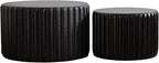 46.46'' White Round Coffee Table Set of 2, Modern Circle Fluted Drum Nesting - Image 8