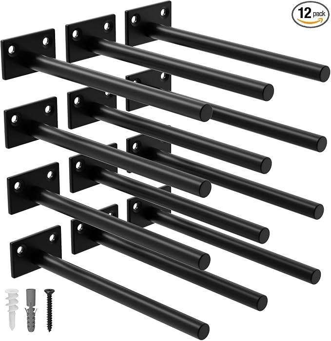 LEOPO 12-Pack 8 inch Floating Shelf Brackets, Hidden Shelf Bracket by FinestHomeDecor