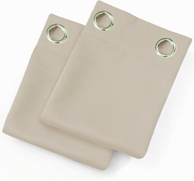 Blackout Curtains 66 x 72 Inch Long Light Beige Curtains Set of 2 Panels Room - Image 9