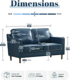 Kingfun 56" Faux Leather Sofa, Loveseat Couch, Mid Century Modern Love Seat - Image 2