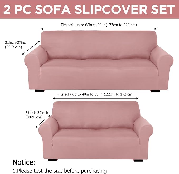 Peryiter 2 Pcs Sofa Covers Couch and Loveseat Covers Set Stretch Sofa Slipcover - Image 2
