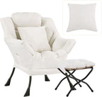 Lazy Chair with Ottoman, Large Accent Chair with Ottoman and a Throw Pillow by HomeEastllyHome