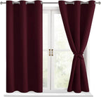 Short Blackout Curtains for Bedroom, Burgundy 38 x 54 Inch 2 Panels | Thermal by Hiasan
