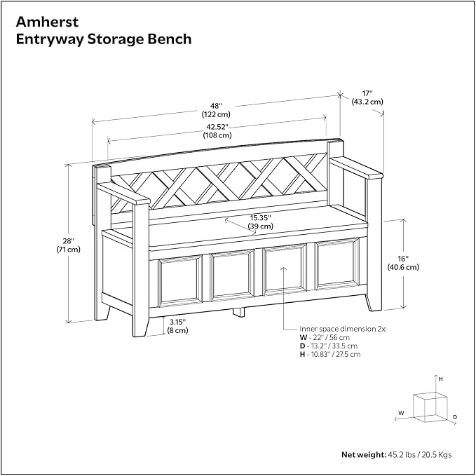 SIMPLIHOME Amherst Entryway Storage Bench - Image 14
