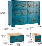 Apothecary Cabinet with 10 Drawers & Labels Rustic Library Card Catalog Cabinet - Image 3