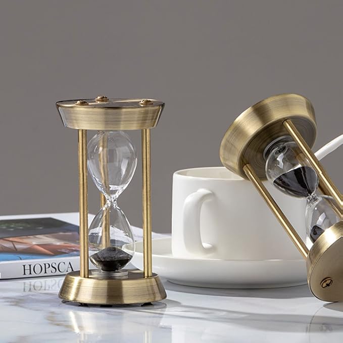 Hourglass Timer, 15 Minutes Hourglass Timer, Embossed White Sand Metal Glass - Image 5
