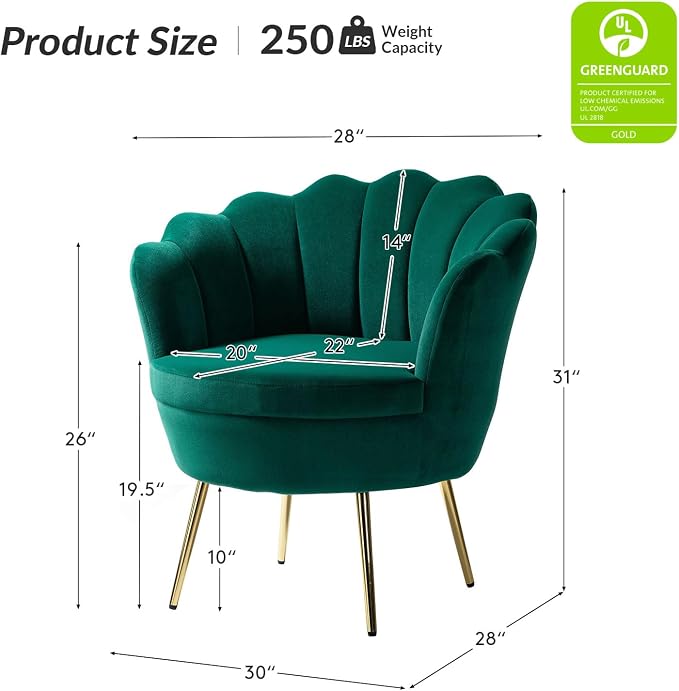 HULALA HOME Modern Velvet Accent Chairs Set of 2 - Image 2