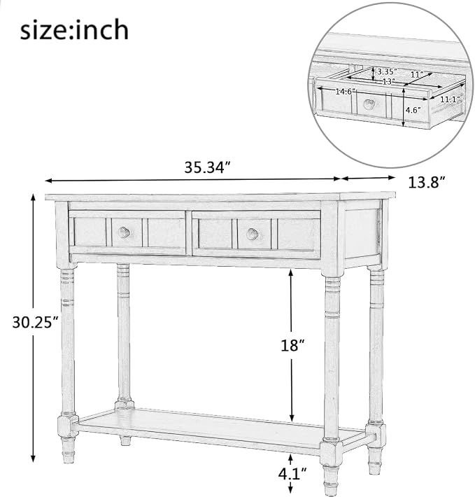 Merax Wood Sofa Table Console Table, Entryway Table Traditional Design - Image 2