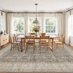 10x14 Area Rugs Living Room: Bedroom Washable Carpet Warm Taupe | Vintage Boho - Image 3