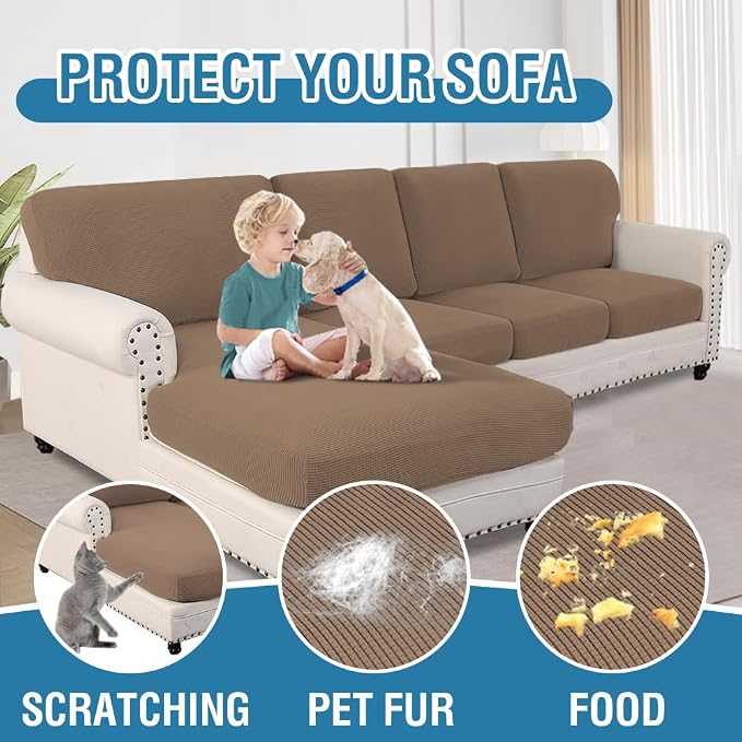 H.VERSAILTEX Sectional Couch Covers 4 Pieces Sofa Seat Cushion Covers L Shape - Image 7