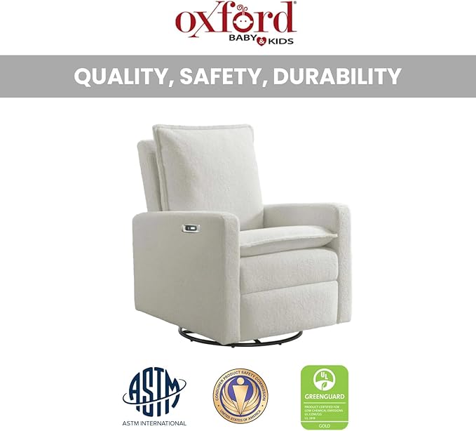 Oxford Baby Uptown Power Recliner/Glider, Boucle White - Image 6