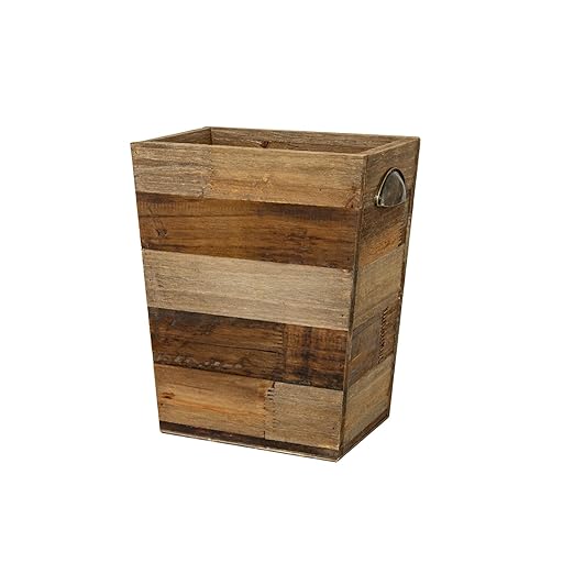 Small Wood Trash Can, Farmhouse Rectangular Garbage Can Waste Basket, Rustic by TIMRIS