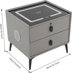 Smart Nightstand w/Fingerprint Lock Drawers, Smart Bedside Table w/USB Charging - Image 3