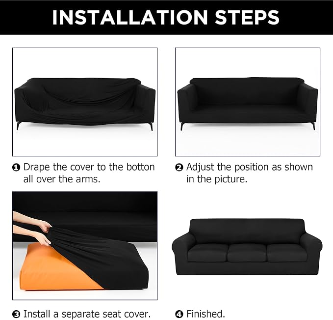 HunnmingRe Sofa Covers for 3 Cushion Couch Stretch Sofa and Loveseat Covers Set - Image 3