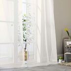Ivory Sheer Curtains for Bedroom Living Room 96 Inches Long 2 Panels, Modern - Image 8