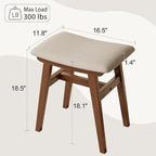 Muwuele Solid Wood Vanity Stool, Compact Makeup Chair - Image 2