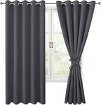 Blackout Curtains for Bedroom, 60 x 63 Inches Length, Dark Grey | Thermal by Hiasan