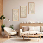 IARTTOP Boho Wooden Framed Wall Art Set of 3 Mid-century Modern Wood Wall Decor - Image 3