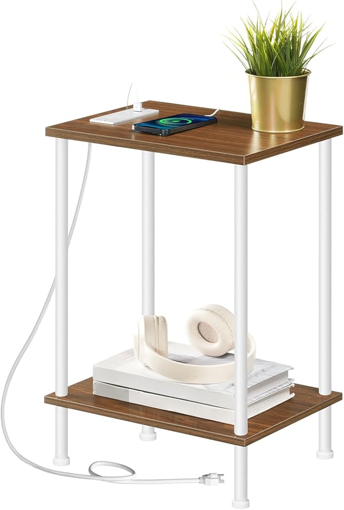 HOOBRO Side Table with Charging Station, End Table with USB Port and Outlets by HOOBRO