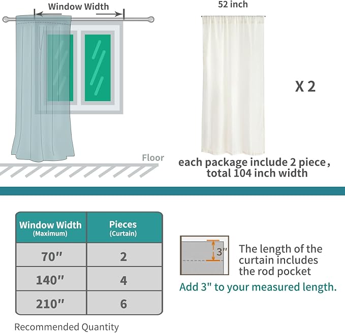 BGment Linen Semi Sheer Curtains 72 Inch Length - Image 9
