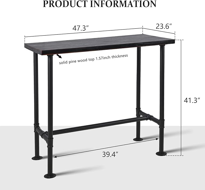 41.3inch Height Industrial Bar Table Rustic Pipe Design Kitchen Dining Table - Image 2