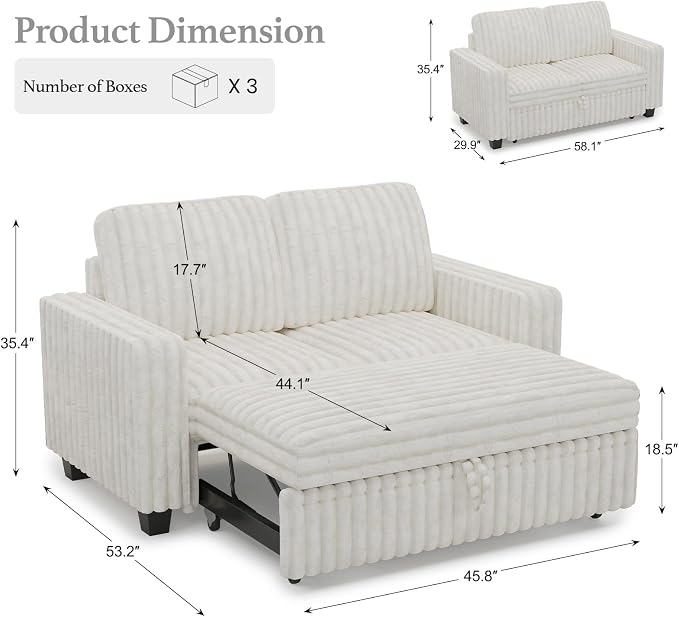 Belffin Corduroy Sectional Sleeper Sofa - Image 2